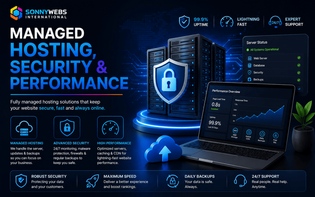 Service visual placeholder for Managed Hosting, Security and Performance