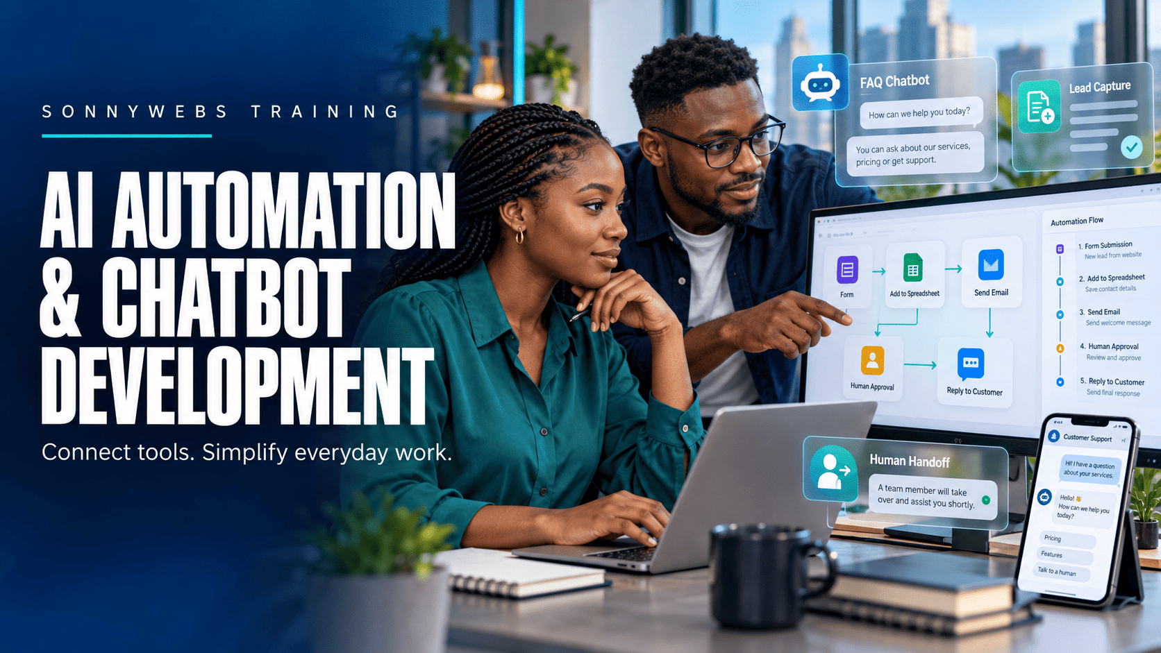 AI Automation & Chatbot Development course illustration