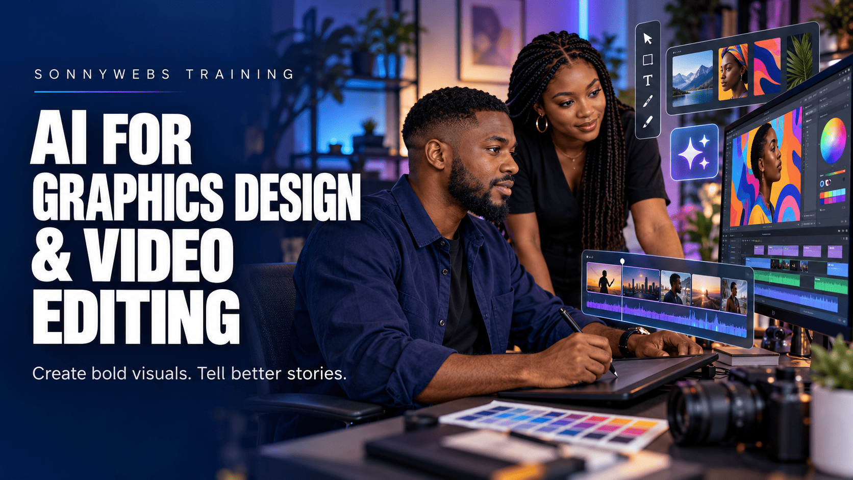 AI for Graphics Design and Video Editing course illustration
