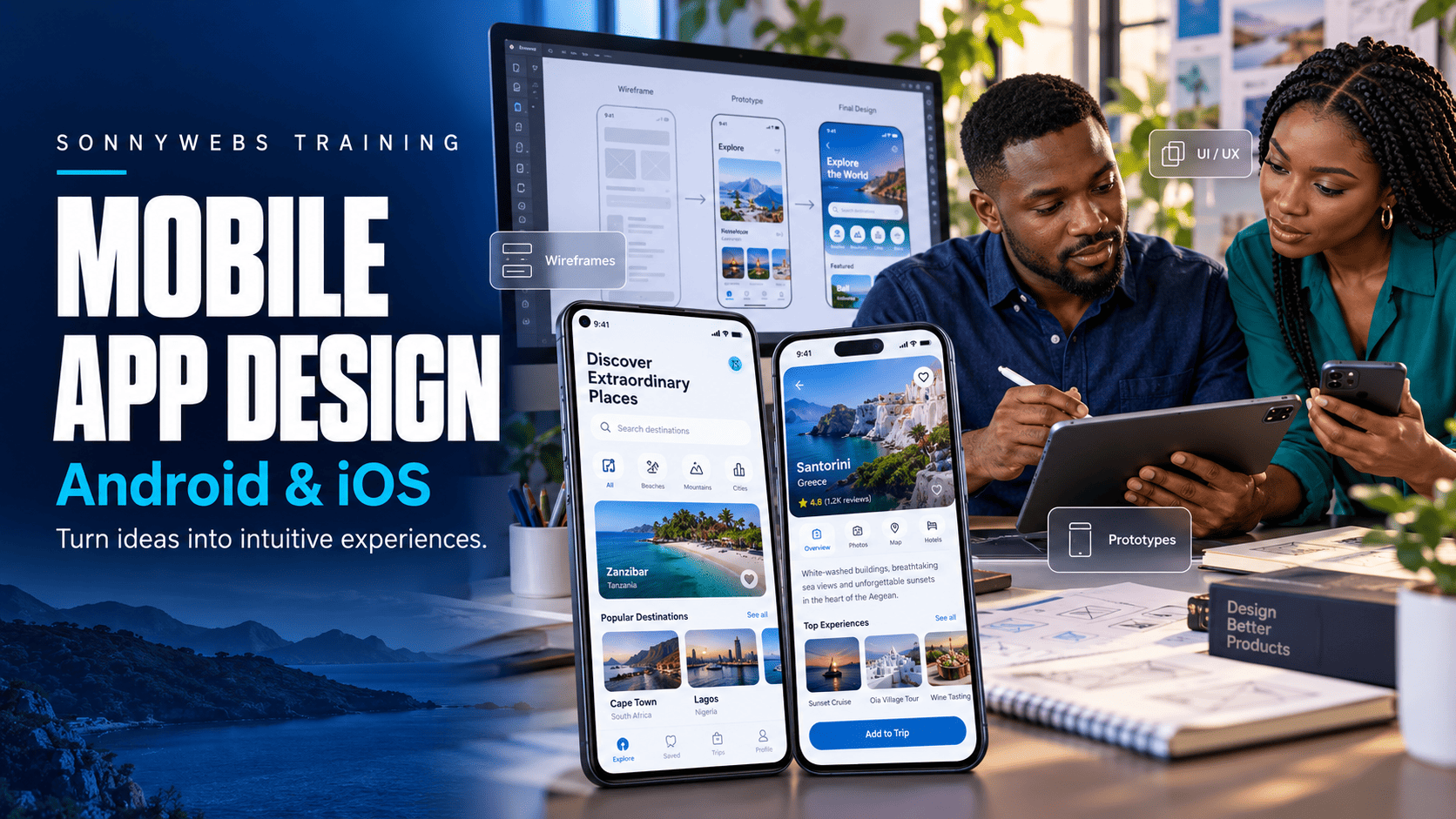 Mobile App Design for Android & iOS course illustration
